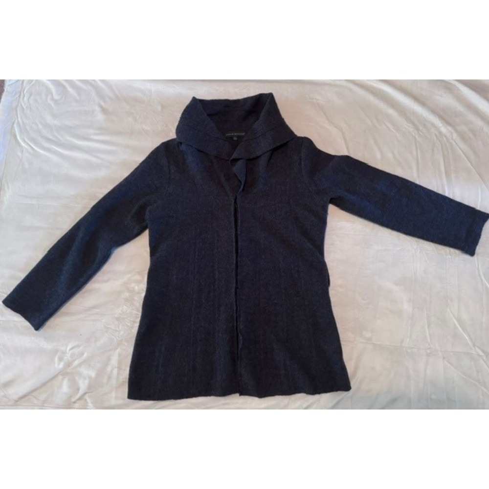 Harve Benard Womens 100% Wool Shawl Collar Cardigan Jacket Charcoal Gray Large